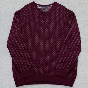 Brooks Brothers Sweater Men's XL Burgundy Italian Yarn Geometric Wool Blend Dad